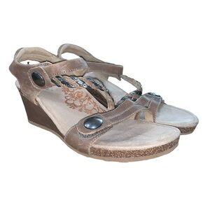 Aetrex Naya Ankle Strap Wedge Sandals Brown Size 9-9.5